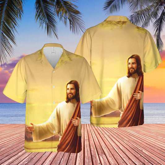 UniJames Jesus Smile Christian Hawaiian Shirt - Hawaiian Beach Shirts for Men Women
