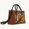 Uni Personalized Horse Sunflower Leather Handbag For Woman