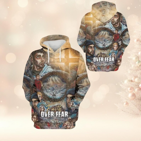 Unijames Religious Faith Over Fear 3D Print Hoodie