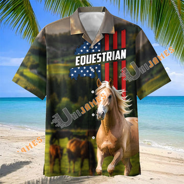 Unijames Palomino Horse Equestrian Pasture Hawaiian Shirt