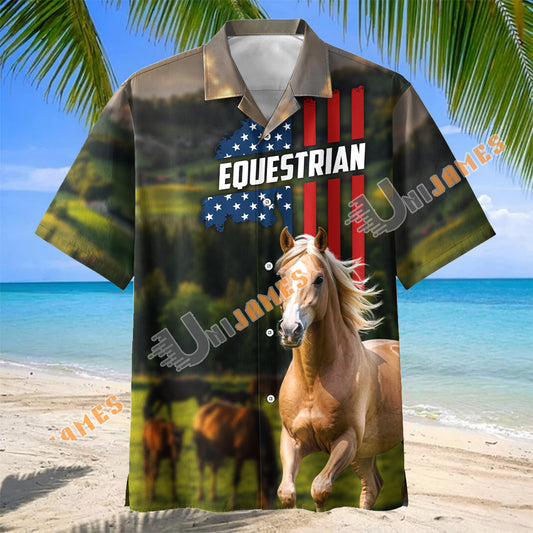 Unijames Palomino Horse Equestrian Pasture Hawaiian Shirt