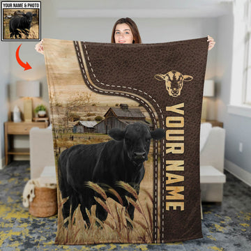Uni Custom Image, Custom Name Leather Pattern Blanket
