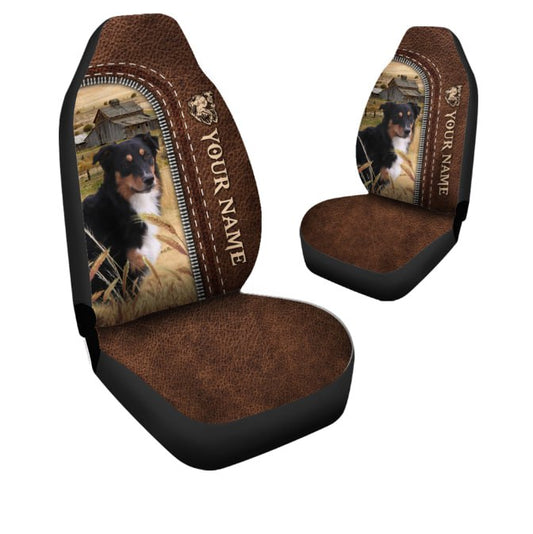 Uni Personalized Name and Image Leather Pattern Car Seat Covers Universal Fit (2Pcs)