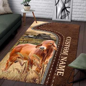 Uni Red Brahman Farming Personalized Name 3D Rug