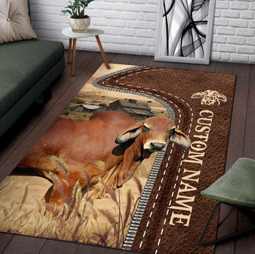 Uni Red Brahman of CJ Burnett Farming Personalized Name 3D Rug