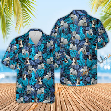 Uni British White Leaf Pattern Hawaiian Shirt