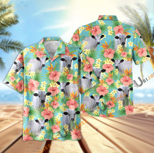 Uni White Park No Horn Tropical Plants Leaves 3D Hawaiian Shirt