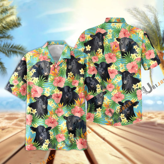 Uni Maine Bull Tropical Plants Leaves 3D Hawaiian Shirt