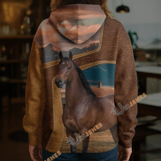 Unijames Personalized Thoroughbred Horse Farm Texture Hoodie