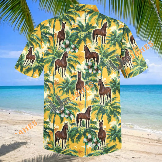 Unijames Thoroughbred Horse Palm Tree Hawaiian Shirt