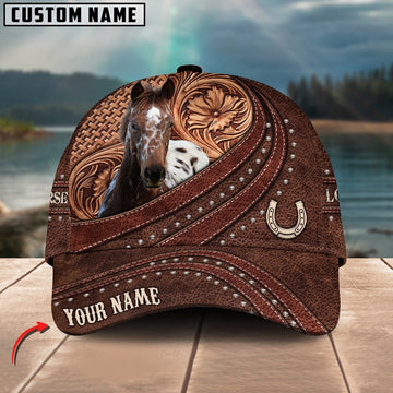 Unijames Appaloosa Carving Leather Pattern Personalized Name Cap