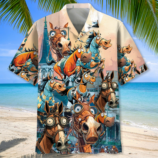 Unijames Festive Horse Racing Hawaiian Shirt