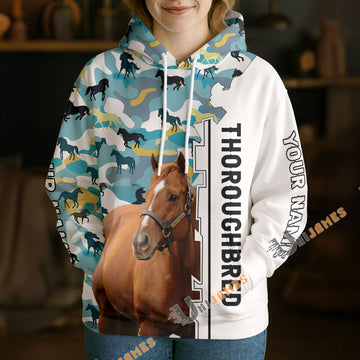 Unijames Personalized Thoroughbred Horse Camouflage Hoodie