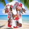 Unijames Warmblood Horse Red Hibiscus Tropical Hawaiian Shirt