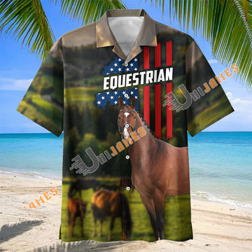 Unijames Warmblood Horse Equestrian Pasture Hawaiian Shirt