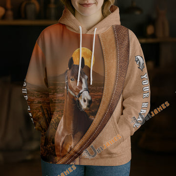 Unijames Personalized Warmblood Horse Desert Sunset Texture Hoodie