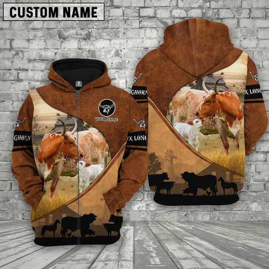 Uni Texas Longhorn Farming Dark Brown Personalized 3D Hoodie