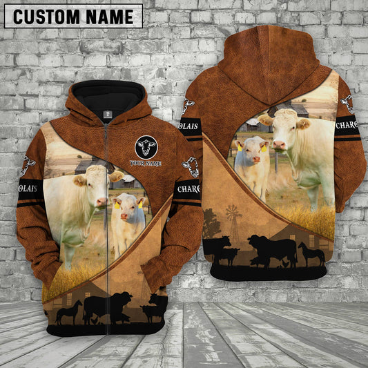Uni Charolais Farming Dark Brown Personalized 3D Hoodie