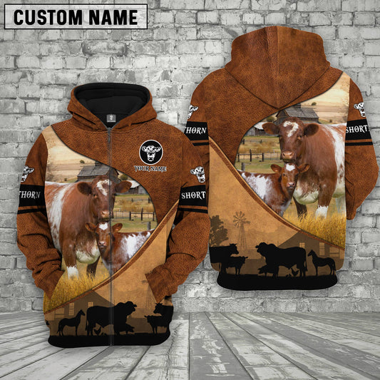 Uni Shorthorn Farming Dark Brown Personalized 3D Hoodie