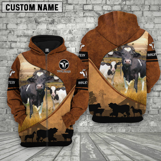 Uni Holstein Farming Dark Brown Personalized 3D Hoodie