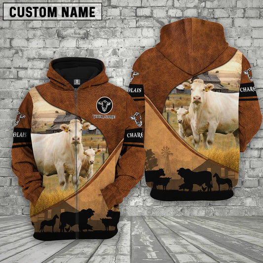 Uni Charolais No Horn Farming Dark Brown Personalized 3D Hoodie