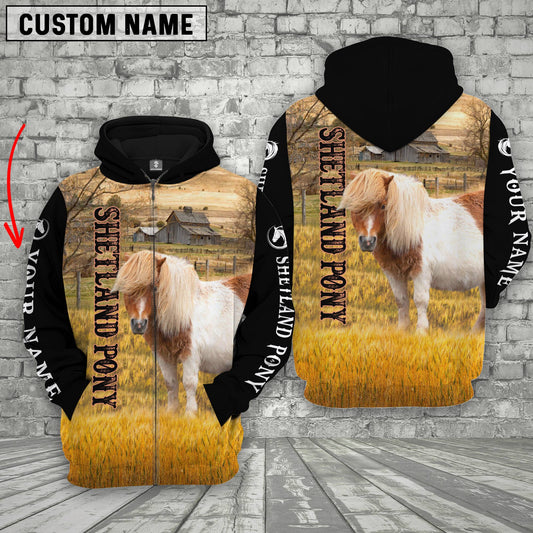 Uni Personalized Name American Shetland Pony House On The Farm 3D Hoodie